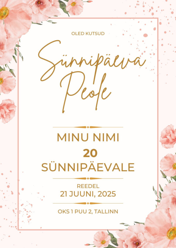 Digitaalne sünnipäevakutse "lilled"