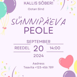 Digitaalne sünnipäevakutse "õhupall"