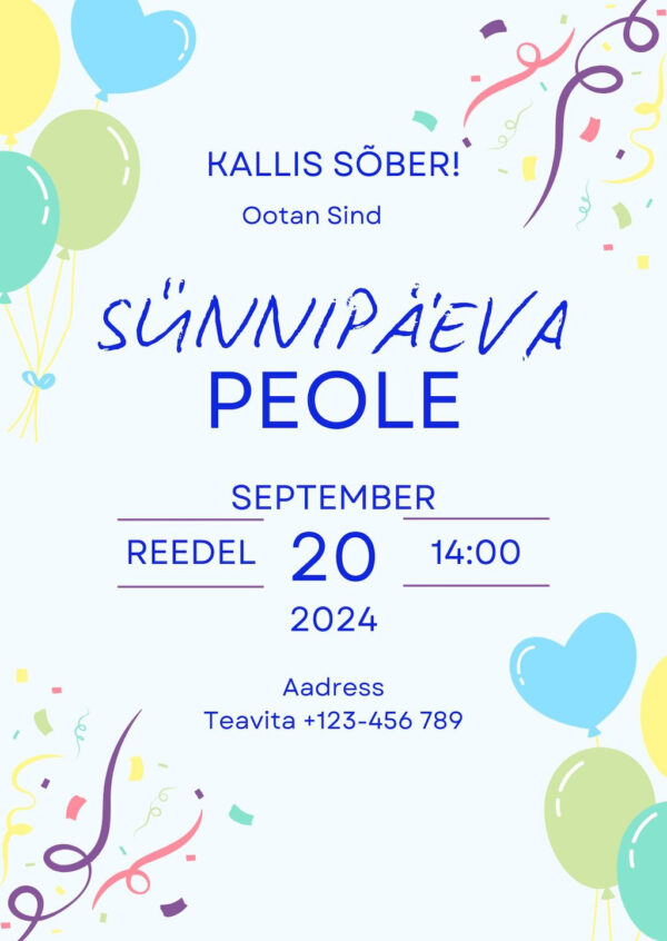 Digitaalne sünnipäevakutse "õhupall" - Image 2