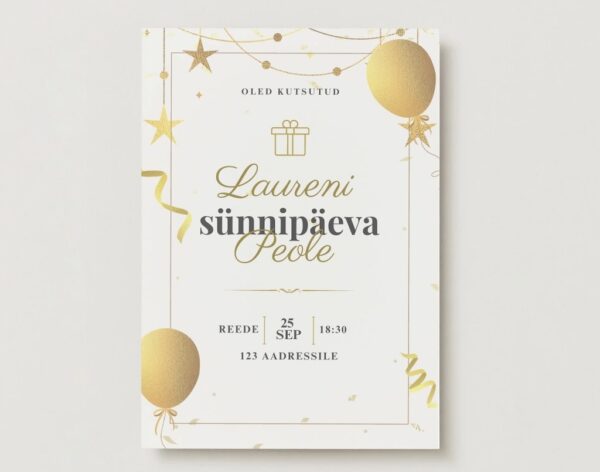 Digitaalne sünnipäevakutse "kuldne"